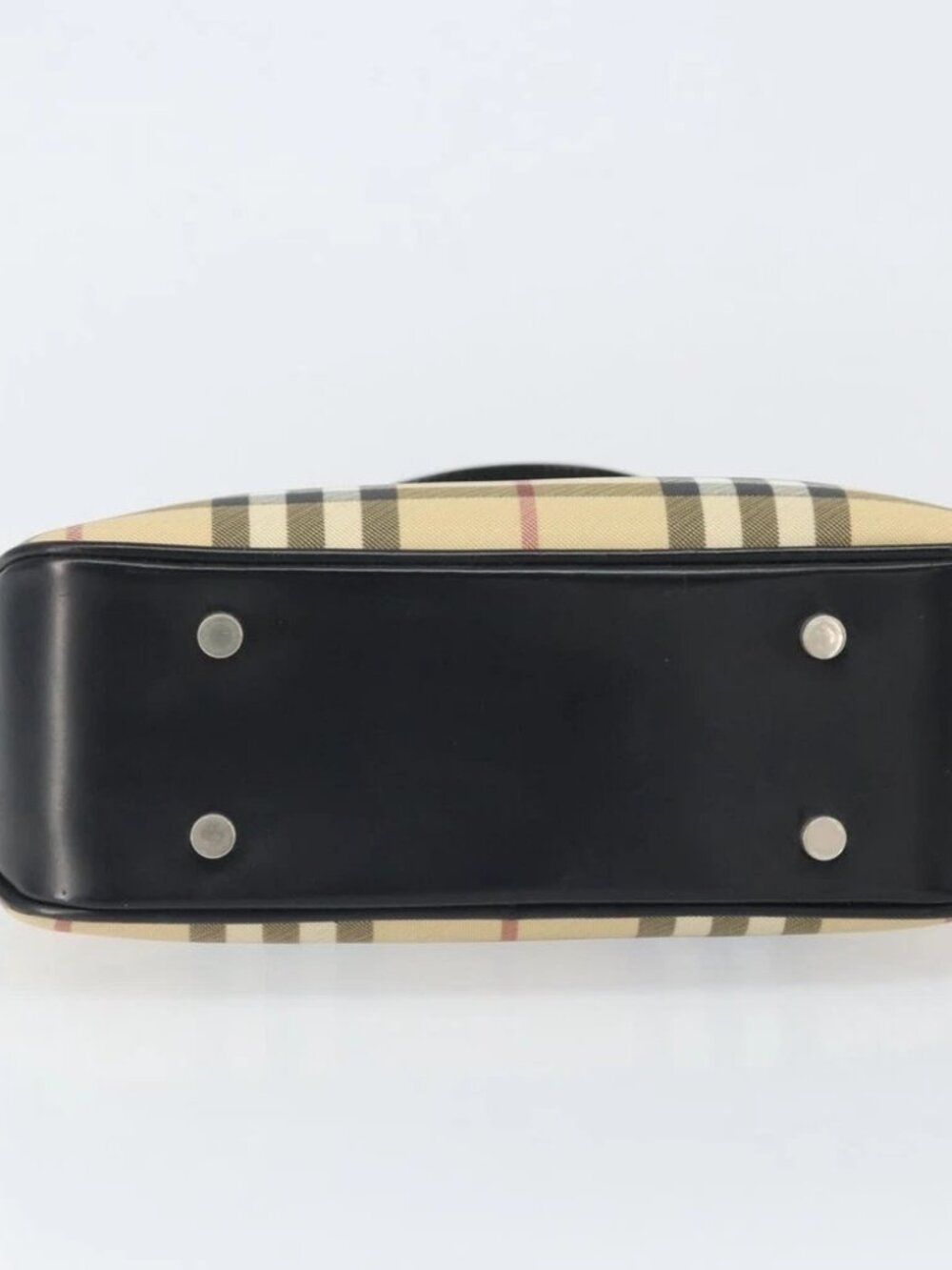 BURBERRY Nova Check Hand Bag PVC Beige Black Silver - Picture 6 of 15